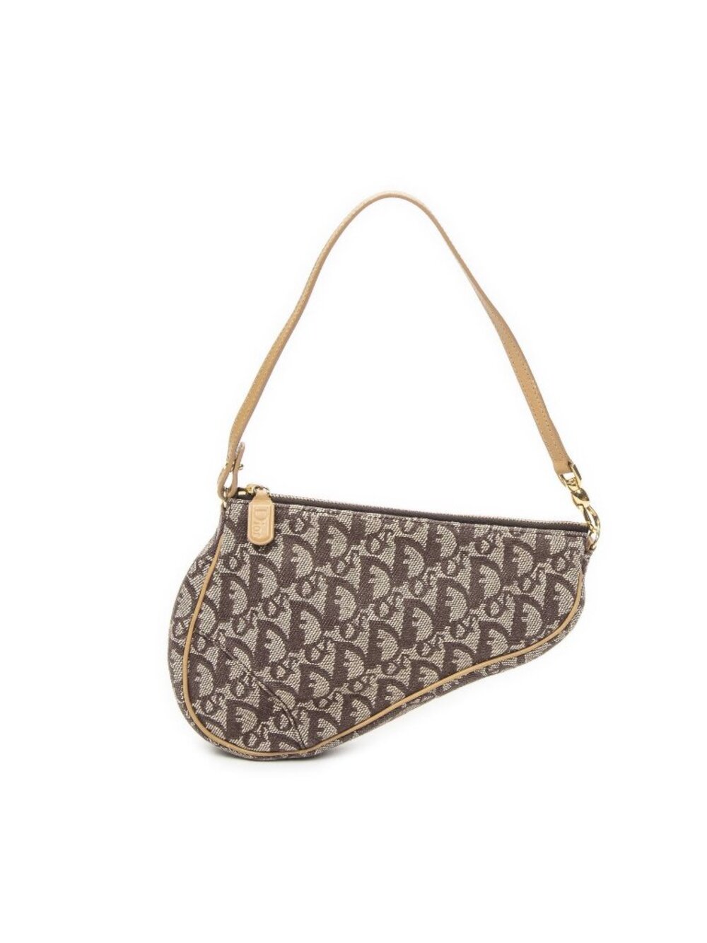 Dior Mini Saddle Pochette Brown Beige Trotter Pattern Canvas Pouch - Picture 1 of 10